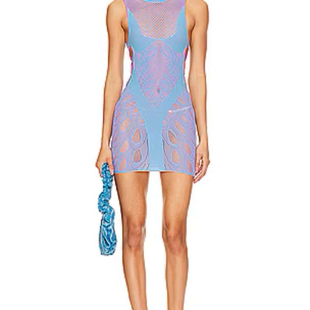 Blue and Pink Mesh Dress